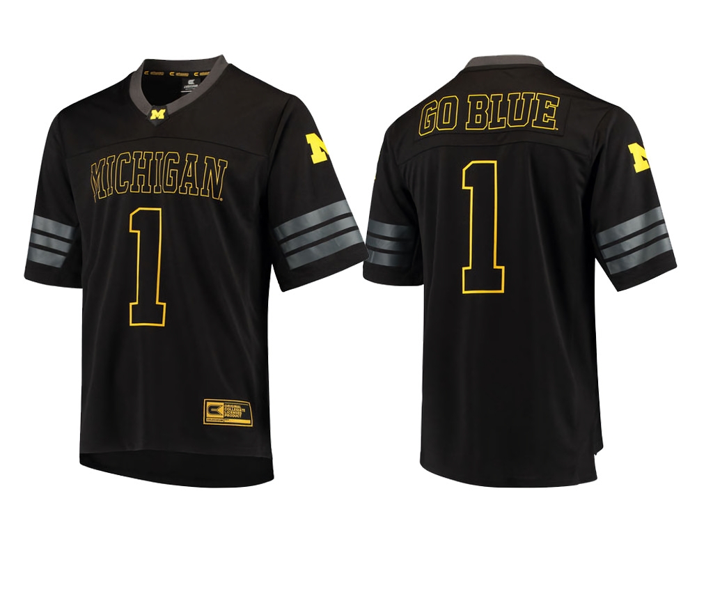 Michigan Wolverines Men's NCAA #1 Black Colosseum out College Football Jersey PKZ1649AT